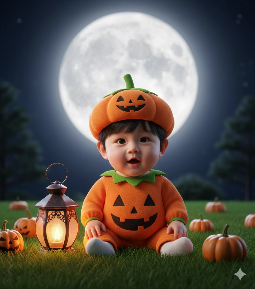 Câu lệnh AI tạo ảnh hóa trang Halloween cho bé siêu cute