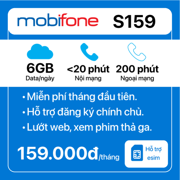 Sim 4G Mobifone S159 giải pháp data và liên lạc hiệu quả