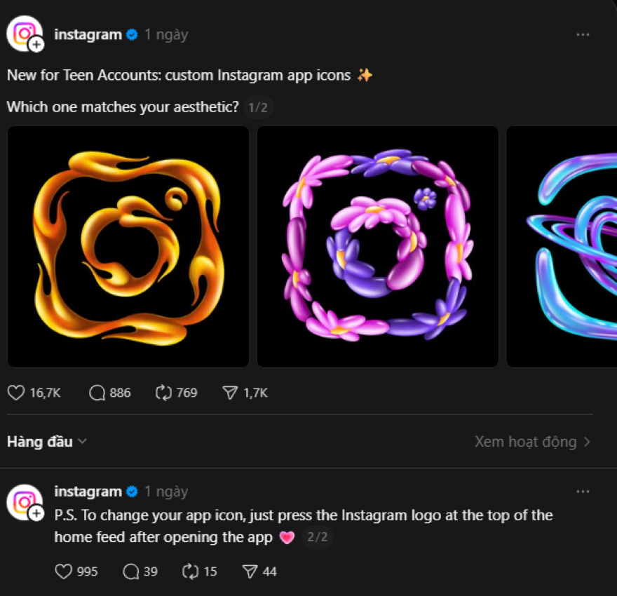 Instagram ra mắt 6 biểu tượng mới dành cho thanh thiếu niên