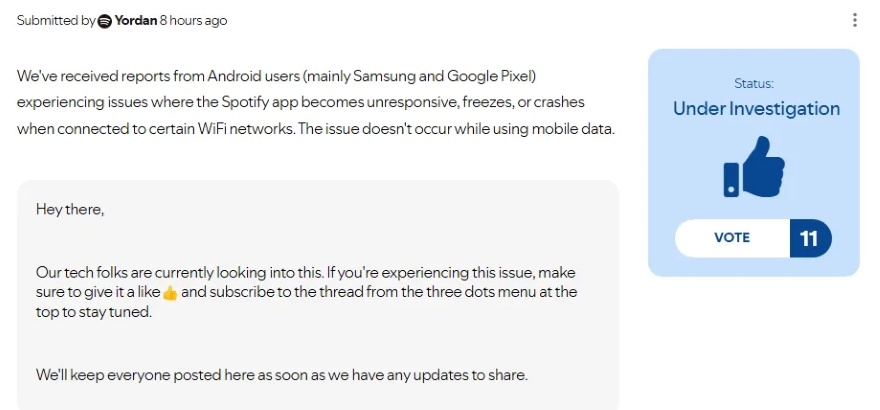 Spotify đơ hàng loạt trên điện thoại Samsung và Google