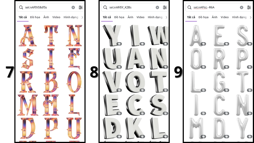 Những từ khóa Canva để tìm kiếm chữ 3D ấn tượng