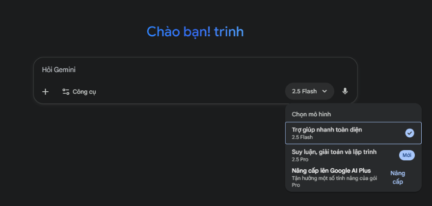 Google cập nhật Gemini: Trình chuyển đổi mô hình nay dễ dùng hơn
