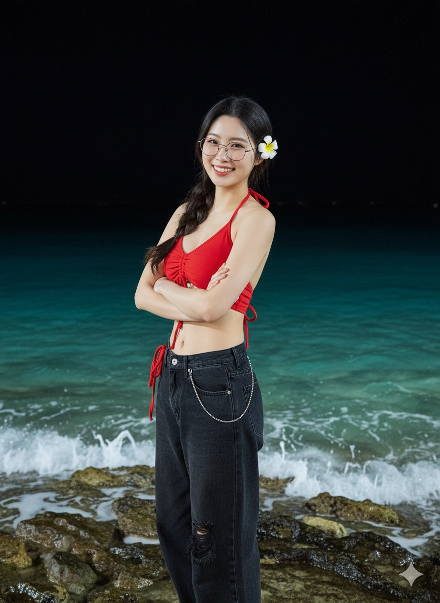 Câu lệnh AI tạo ảnh đi biển nghỉ mát cuối năm