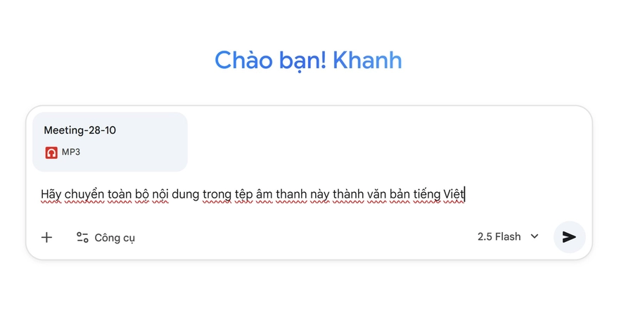 Cách chuyển đổi Âm thanh thành Văn bản miễn phí trên Gemini