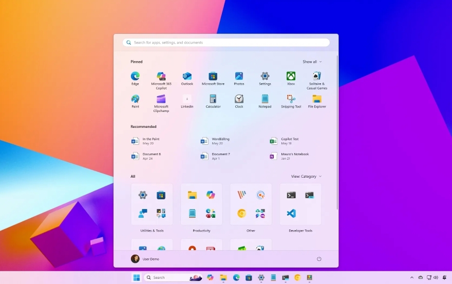 cách kích hoạt menu Start mới trên Windows 11