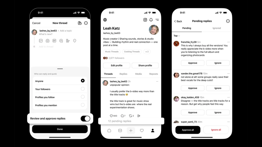 Threads cho phép lọc bình luận spam trước khi hiển thị