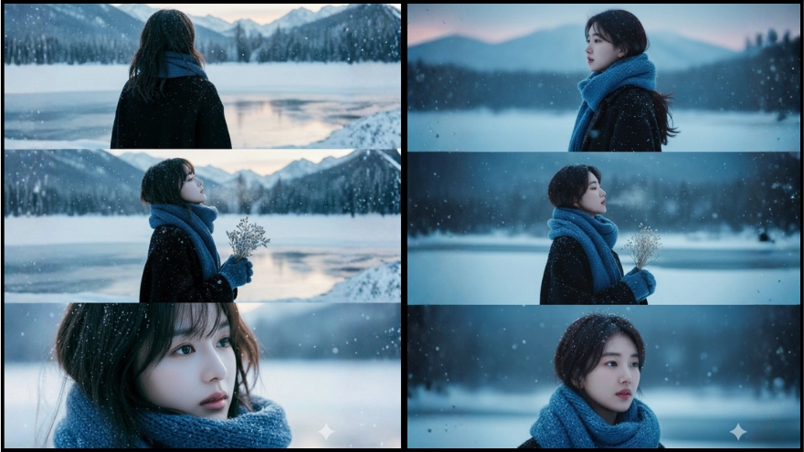 Cách tạo khung 3 ảnh dưới tuyết mùa đông theo trend cực hot