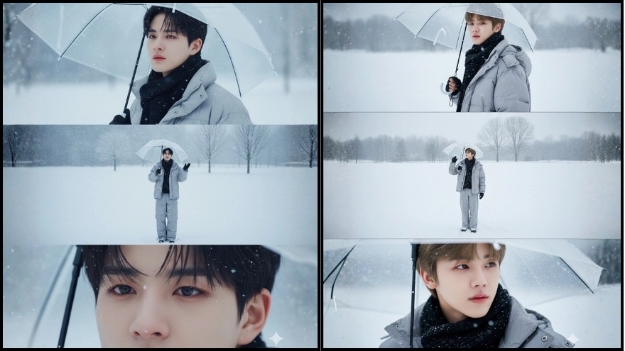 Cách tạo khung 3 ảnh dưới tuyết mùa đông theo trend cực hot