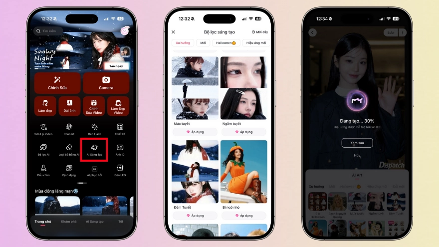 Cách tạo khung 3 ảnh dưới tuyết mùa đông theo trend cực hot