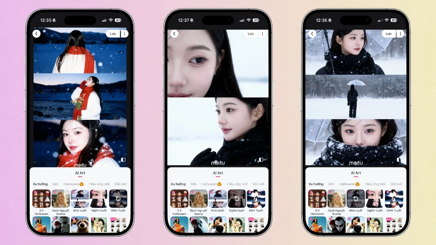 Cách tạo khung 3 ảnh dưới tuyết mùa đông theo trend cực hot