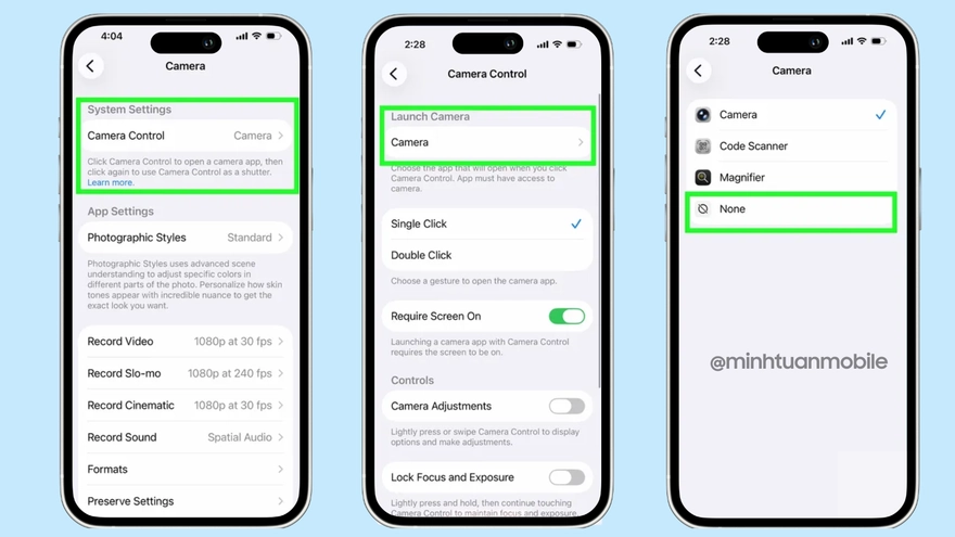 Cách tắt nhanh nút Camera Control gây 