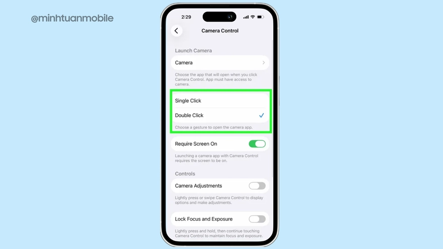 Cách tắt nhanh nút Camera Control gây 