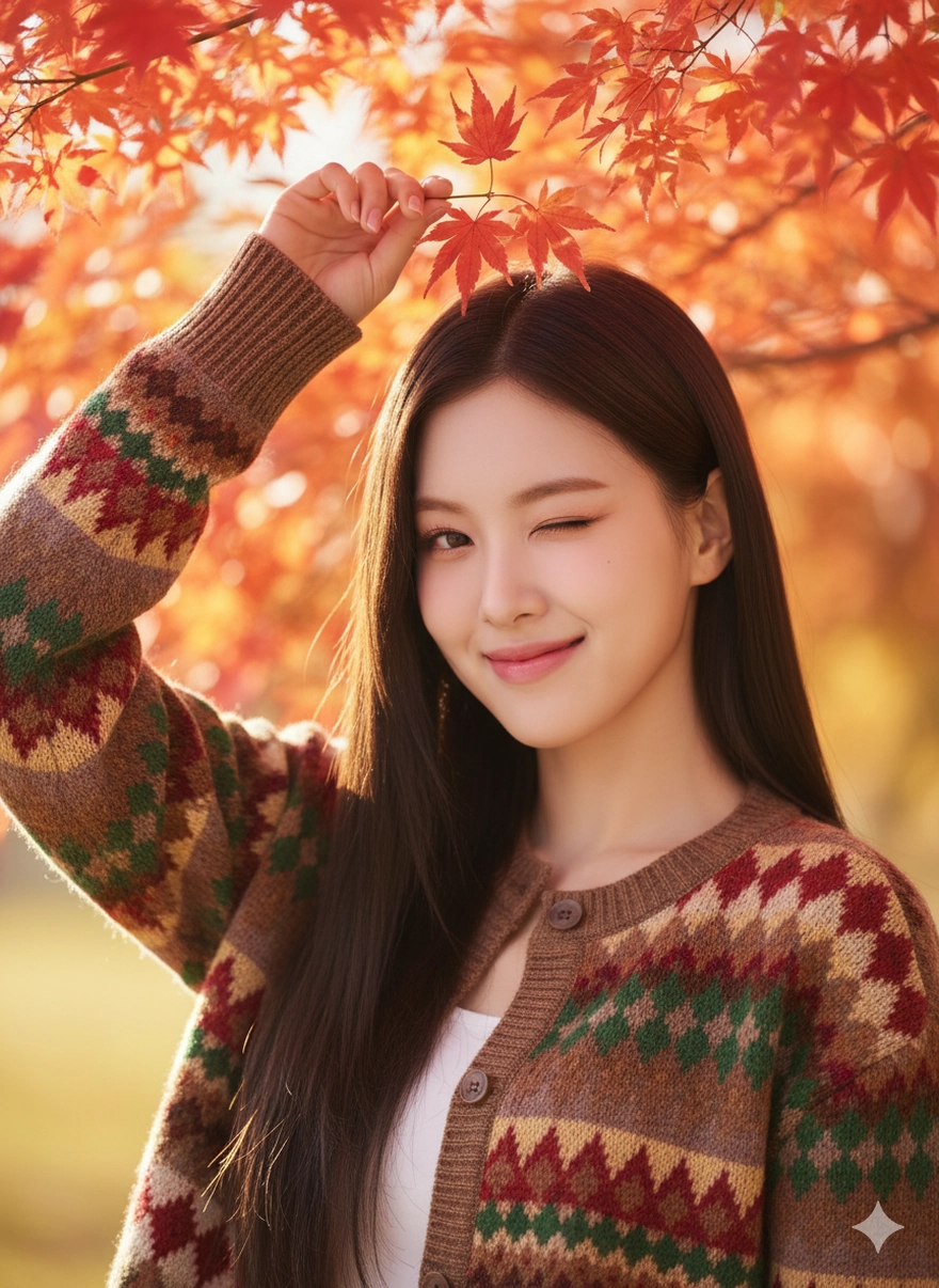 Tạo bộ ảnh mùa thu lá đỏ đẹp như phim Hàn bằng Gemini
