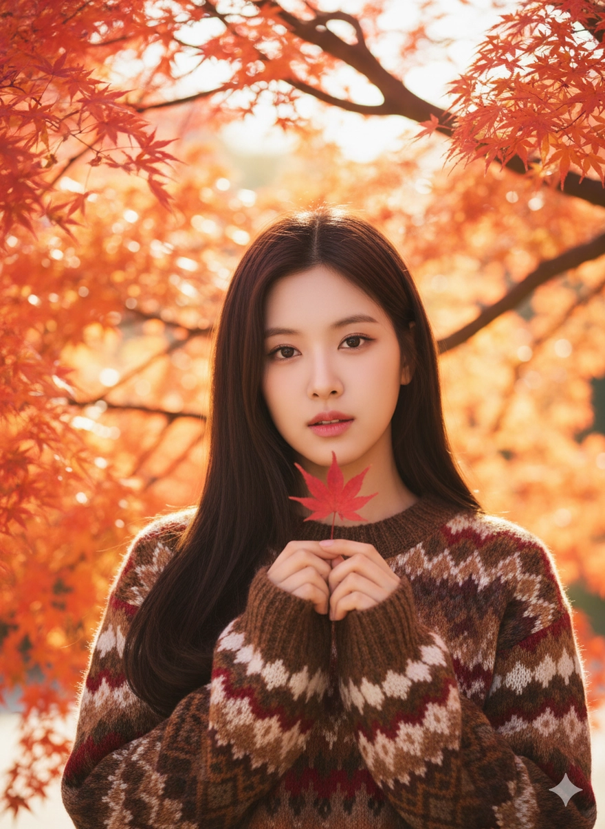 Tạo bộ ảnh mùa thu lá đỏ đẹp như phim Hàn bằng Gemini