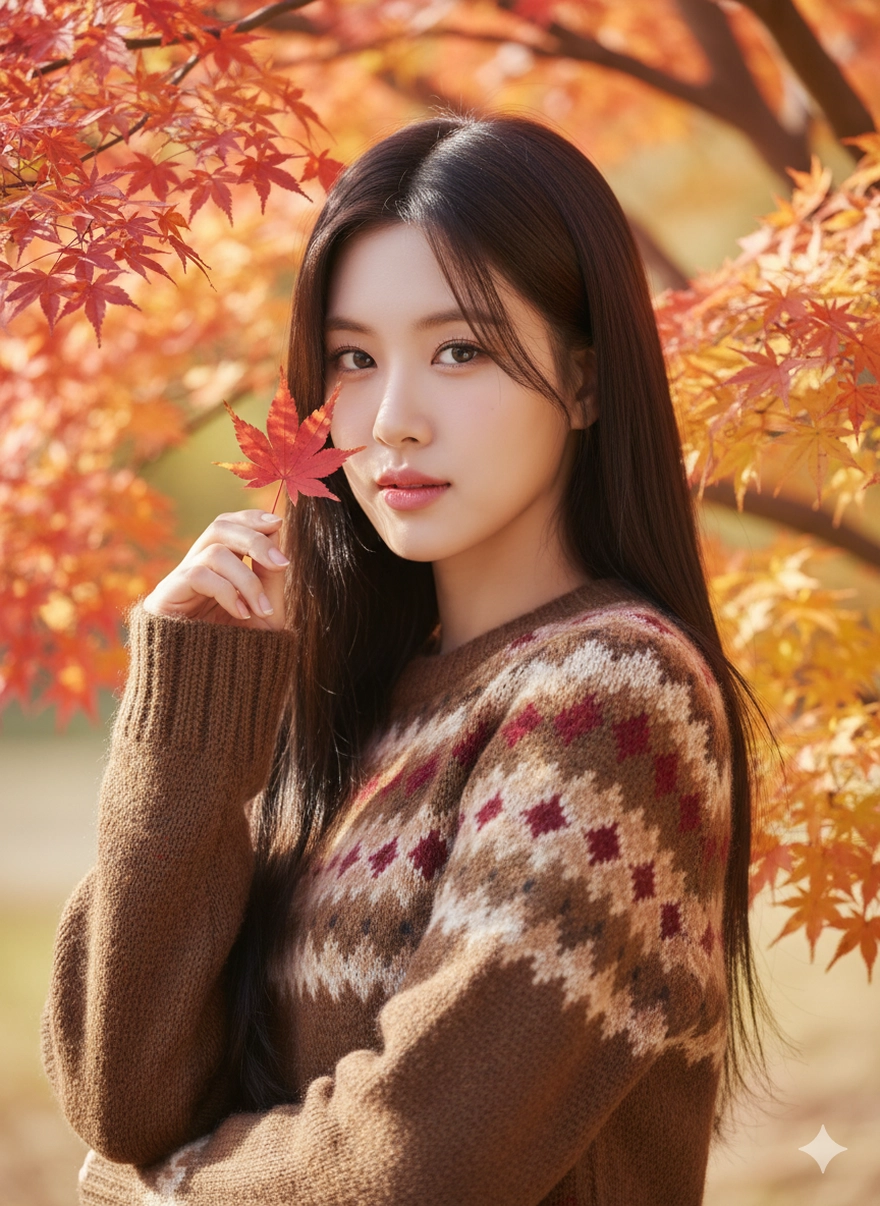 Tạo bộ ảnh mùa thu lá đỏ đẹp như phim Hàn bằng Gemini