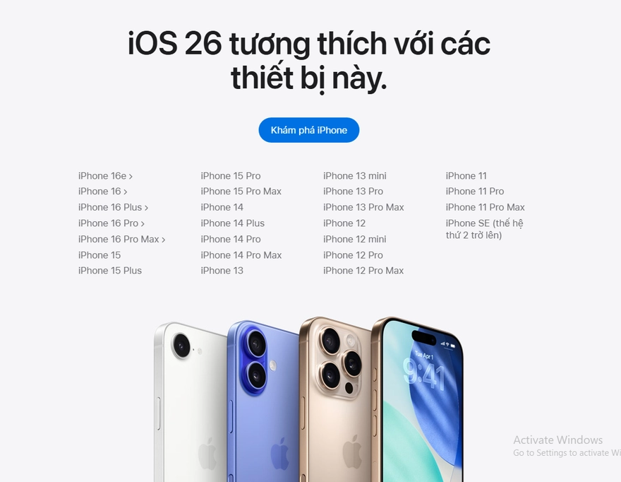 Dòng iPhone nào chưa được hỗ trợ iOS 26.1?