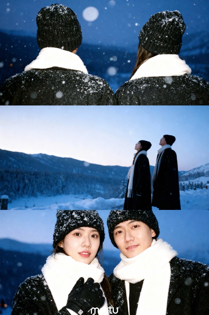 Câu lệnh tạo trend ảnh giữa trời tuyết lãng mạn cho cặp đôi