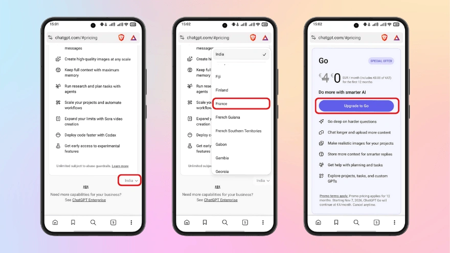 cách nhận miễn phí 1 năm ChatGPT Go