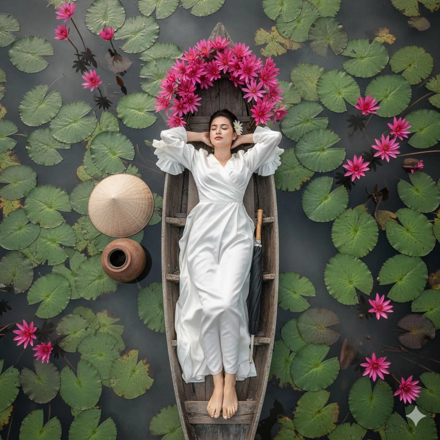 Prompt giúp bạn hoá nàng thơ trong đầm hoa súng