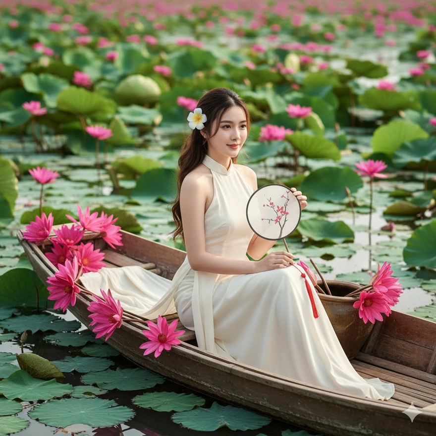 Prompt giúp bạn hoá nàng thơ trong đầm hoa súng