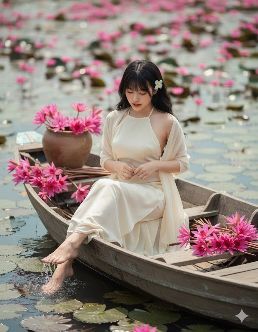 Prompt giúp bạn hoá nàng thơ trong đầm hoa súng