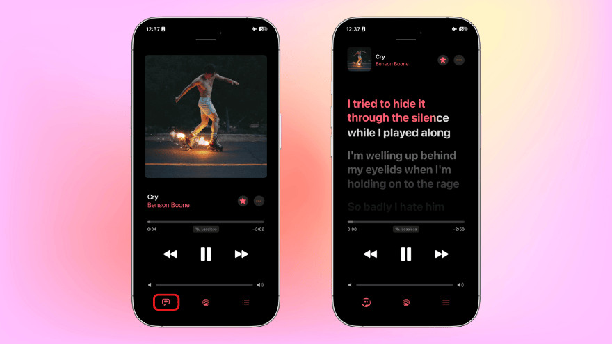  bật lời bài hát offline trong Apple Music trên iOS 26.2 Beta
