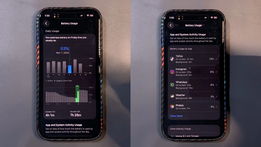 Đánh giá thời lượng pin thực tế của iOS 26.2
