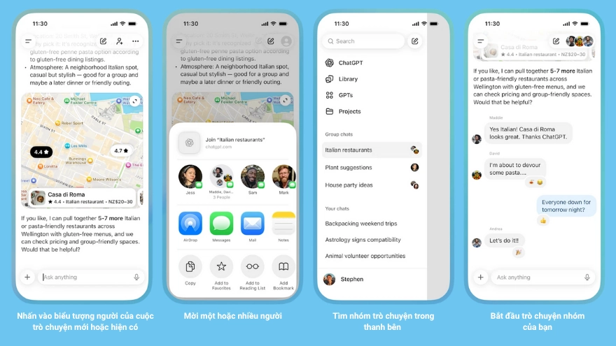 ChatGPT sắp có tính năng trò chuyện nhóm