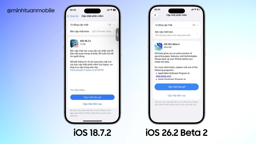 Đánh giá iOS 18.7.2 và iOS 26.2 Developer Beta 2 vừa ra mắt
