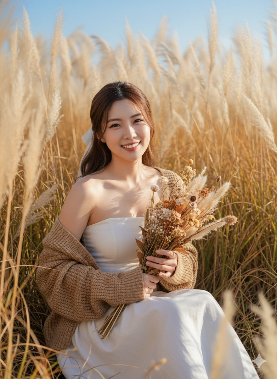  Tạo ảnh thiếu nữ bên đồng cỏ lau chỉ với Gemini AI