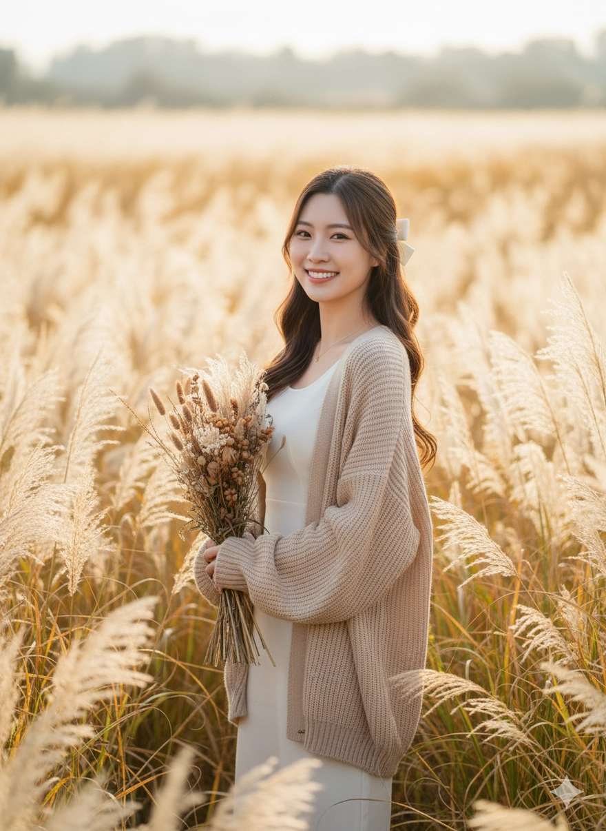  Tạo ảnh thiếu nữ bên đồng cỏ lau chỉ với Gemini AI