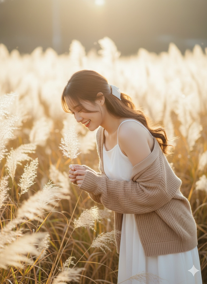  Tạo ảnh thiếu nữ bên đồng cỏ lau chỉ với Gemini AI