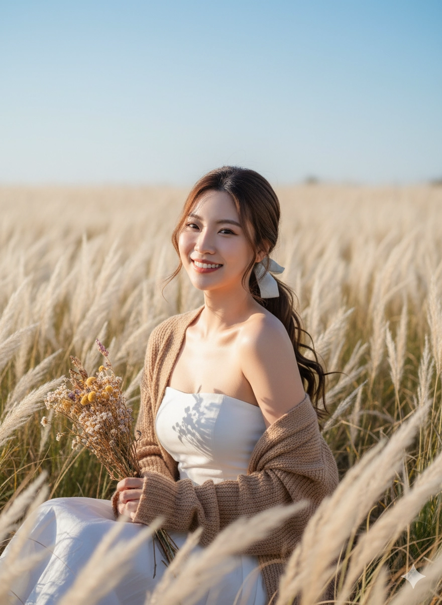  Tạo ảnh thiếu nữ bên đồng cỏ lau chỉ với Gemini AI