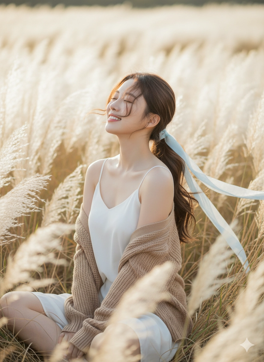  Tạo ảnh thiếu nữ bên đồng cỏ lau chỉ với Gemini AI