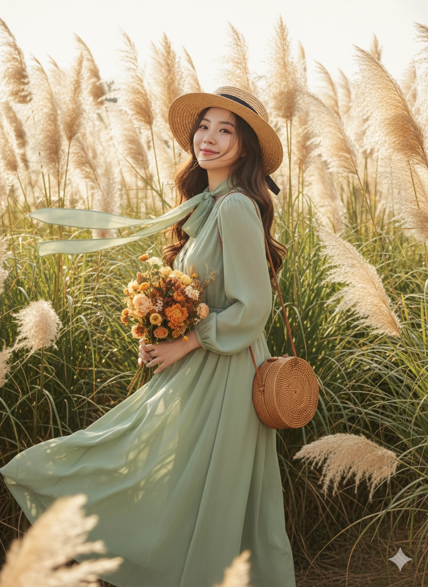  Tạo ảnh thiếu nữ bên đồng cỏ lau chỉ với Gemini AI