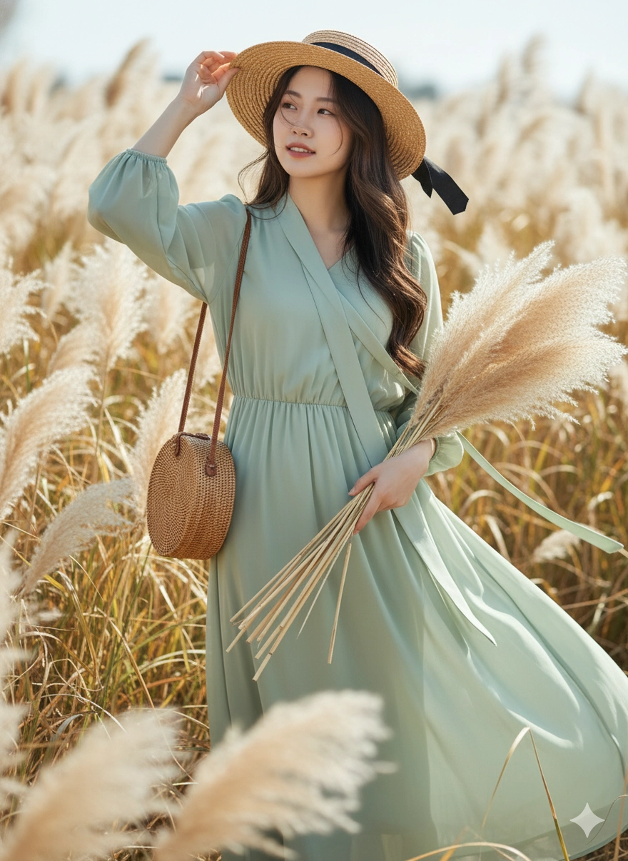  Tạo ảnh thiếu nữ bên đồng cỏ lau chỉ với Gemini AI