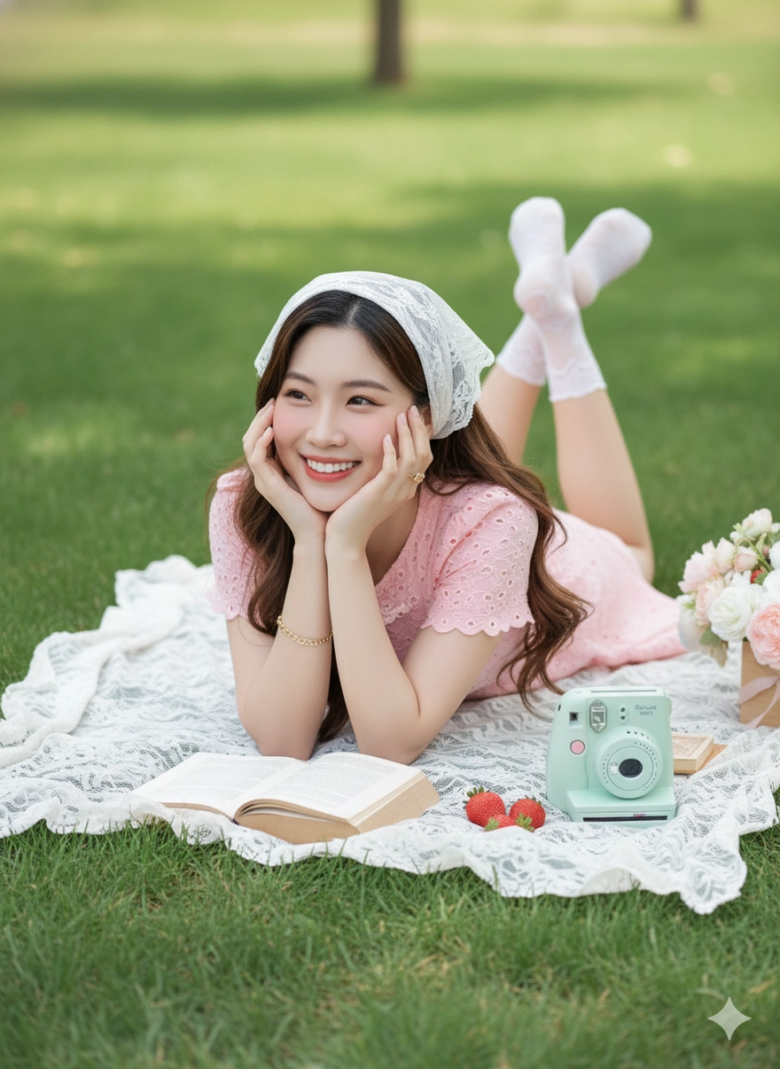 Câu lệnh Gemini tạo ảnh đi picnic kiểu Hàn siêu lung linh