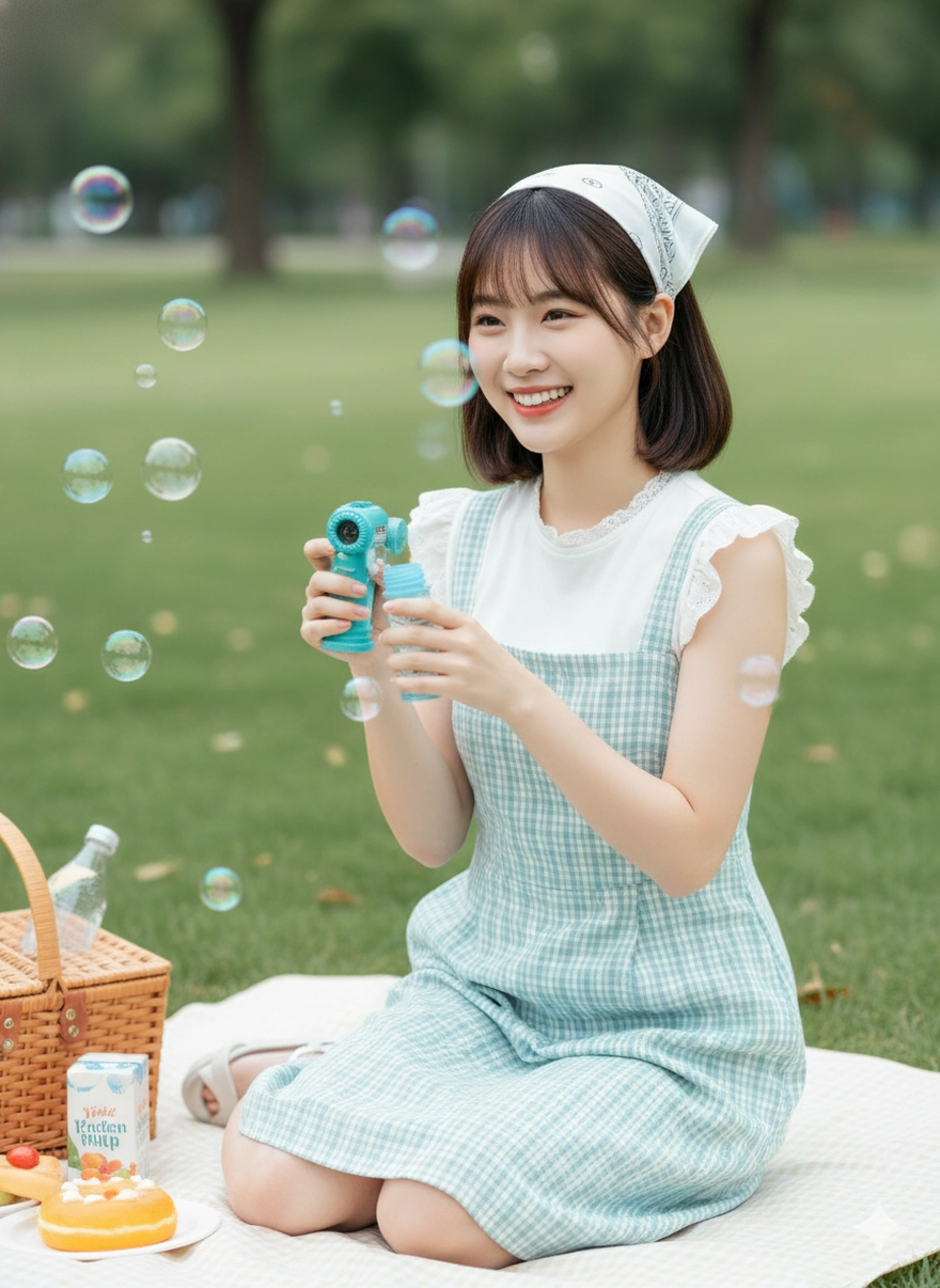 Câu lệnh Gemini tạo ảnh đi picnic kiểu Hàn siêu lung linh