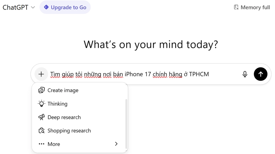 Người dùng có thể tra cứu mua sắm trực tiếp trên ChatGPT