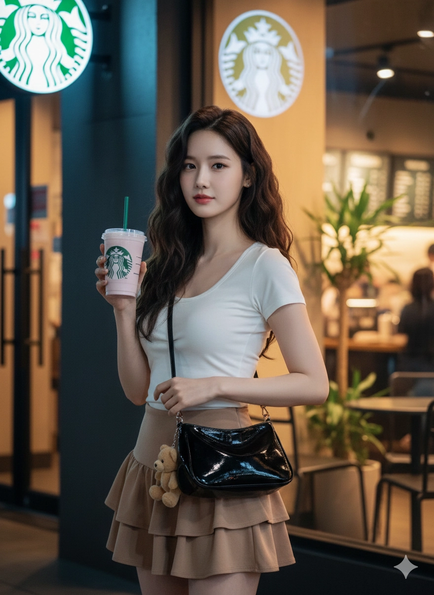 Câu lệnh Gemini tạo ảnh đi cafe Starbucks siêu chill