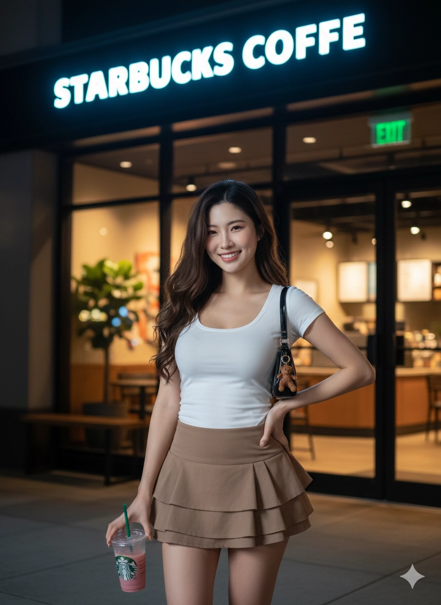 Câu lệnh Gemini tạo ảnh đi cafe Starbucks siêu chill