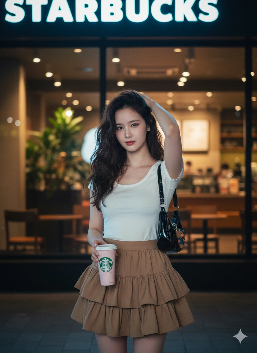 Câu lệnh Gemini tạo ảnh đi cafe Starbucks siêu chill