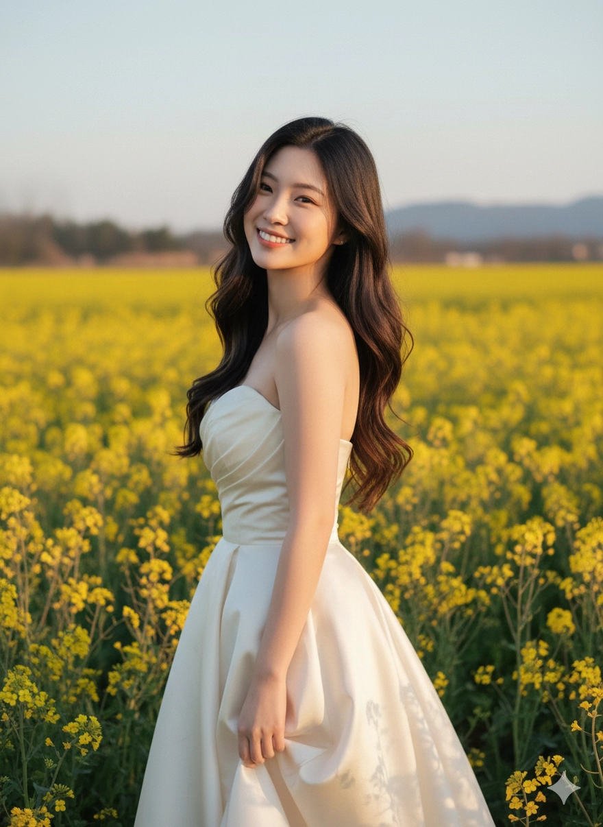 Câu lệnh Gemini tạo ảnh nàng thơ bên hoa vàng rực rỡ