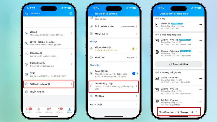 Xem lịch sử đăng nhập Zalo để phát hiện đăng nhập lạ kịp thời