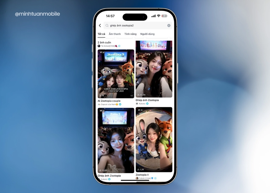 Cách tạo ảnh chụp cùng Zootopia bằng Capcut