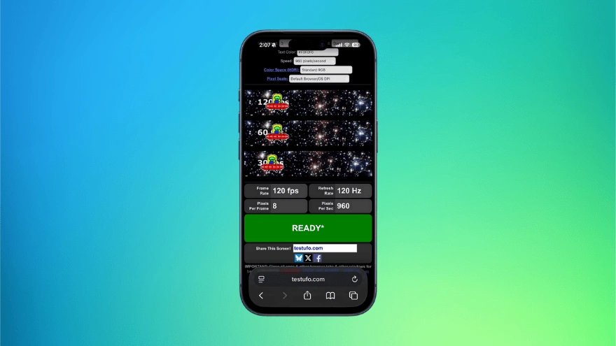 cách bật chế độ 120Hz cho Safari trên iPhone