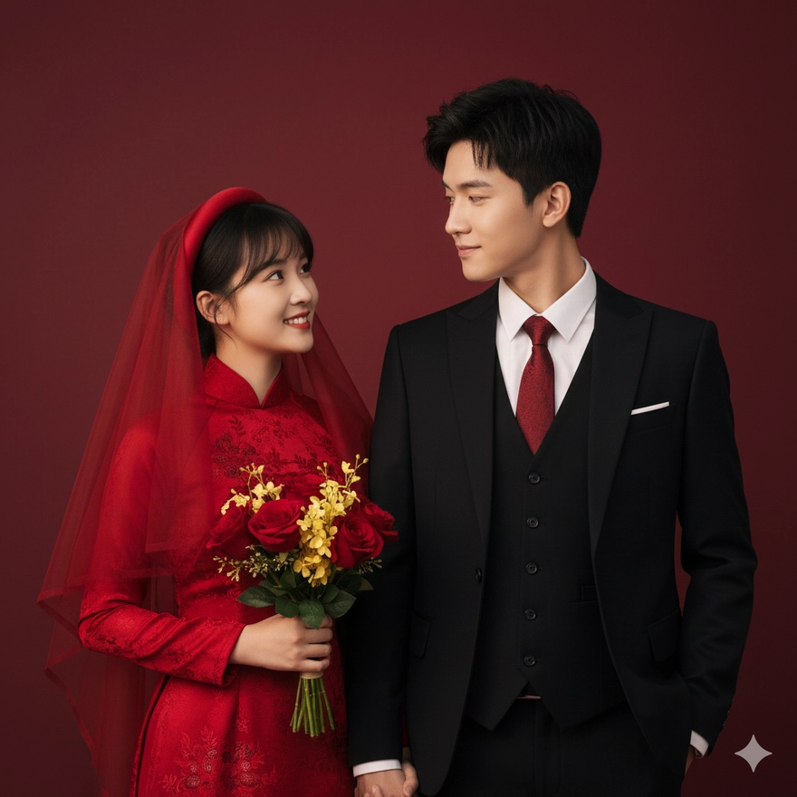 Câu lệnh Gemini tạo ảnh concept cưới cho cặp đôi