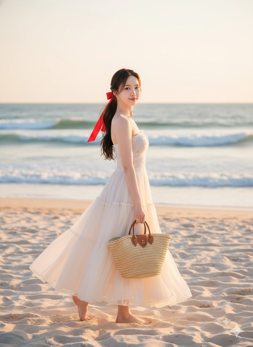 Câu lệnh Gemini tạo ảnh đi biển siêu lung linh cuối năm