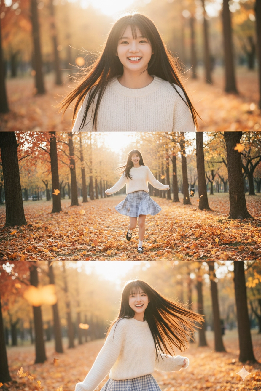 Câu lệnh tạo trend ảnh 3 khung mùa thu lá vàng rơi