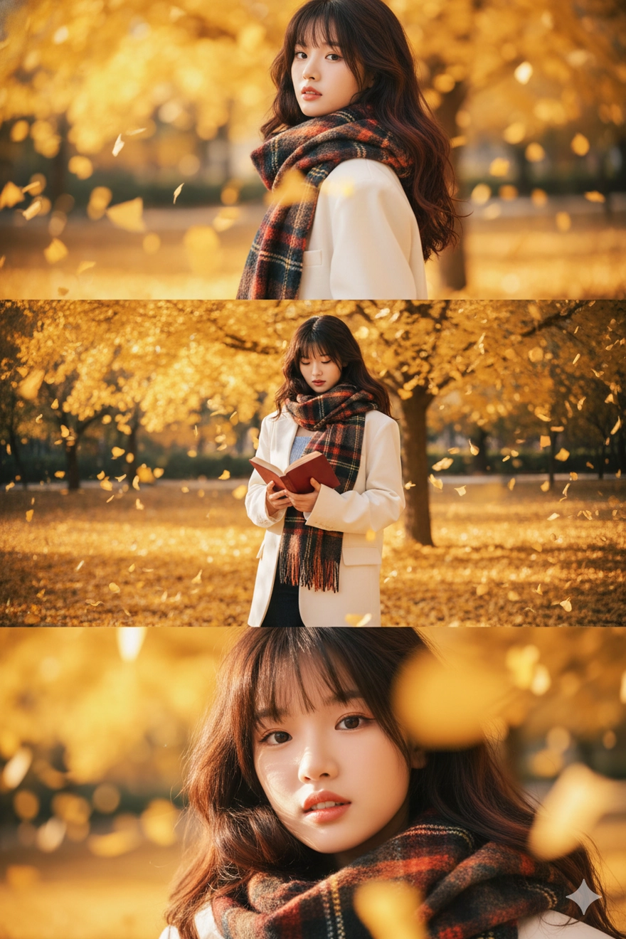 Câu lệnh tạo trend ảnh 3 khung mùa thu lá vàng rơi